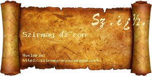 Szirmay Áron névjegykártya